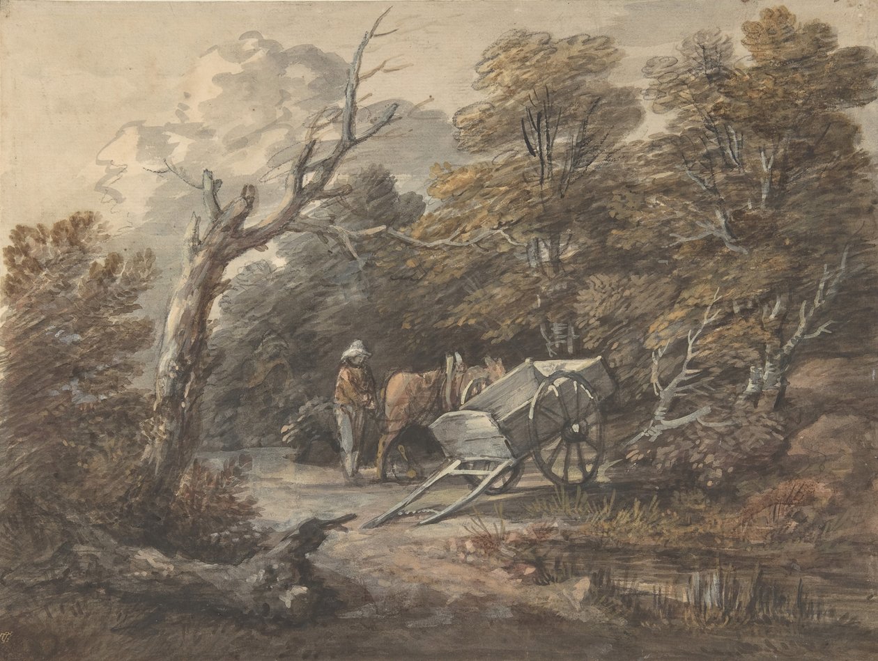 Woodland Scene with a Peasant, a Horse, and a Cart by Thomas Gainsborough