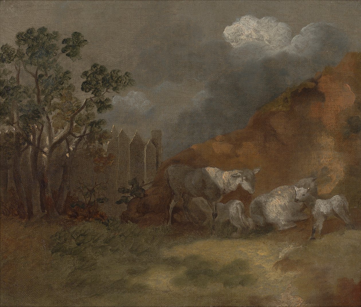 Sheep and Lambs by a Fence by Thomas Gainsborough RA