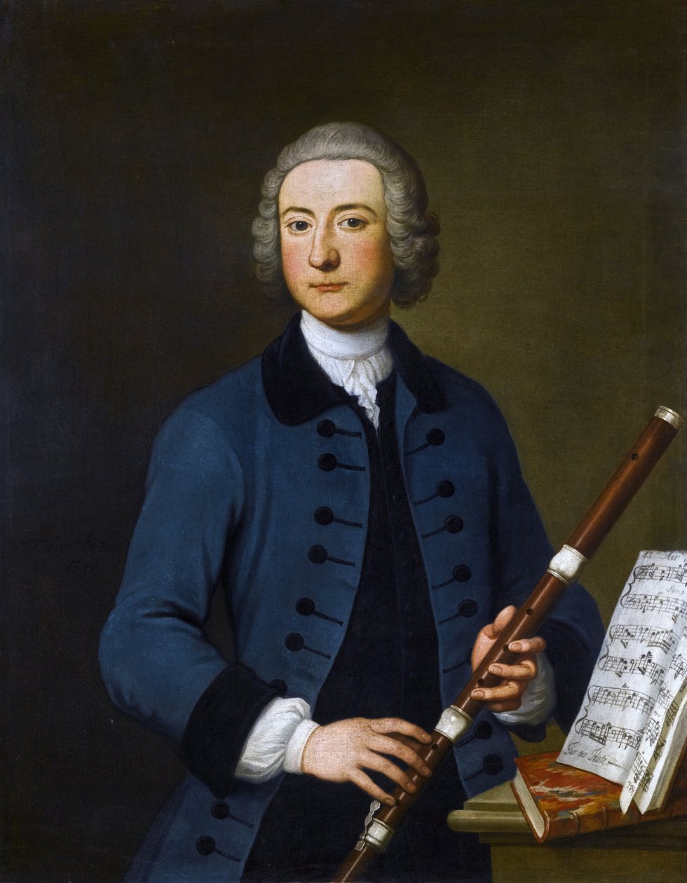 Lewis Christian Austin Granom, 18th-century musician, trumpeter and flautist by Thomas Gibson