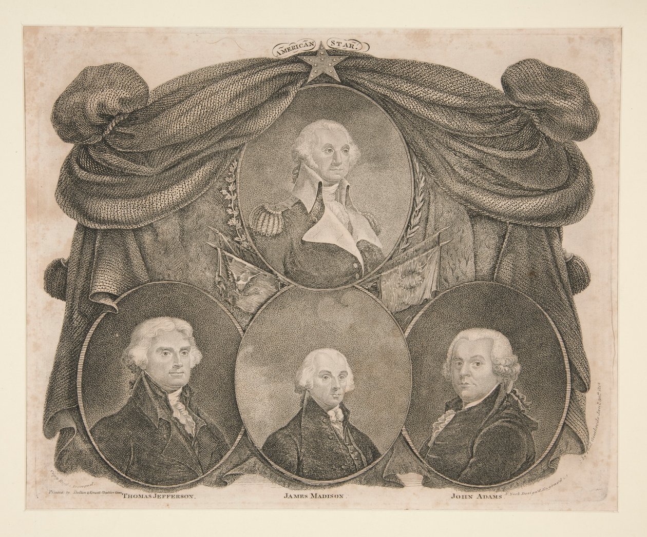 American Star, Washington, Jefferson, Madison, and Adams by Thomas Gimbrede