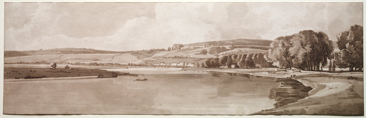 A Selection of Twenty of the Most Picturesque Views in Paris: View of Belle Vue & Pont de Sève by Thomas Girtin
