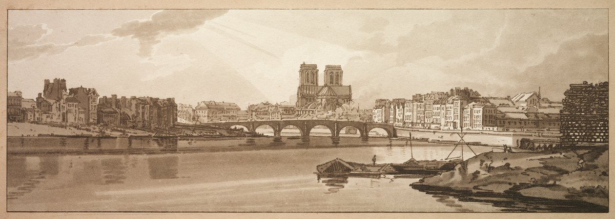 A Selection of Twenty of the Most Picturesque Views in Paris: View of Pont de la Tournelle & Notre Dame taken from the Arsenal by Thomas Girtin