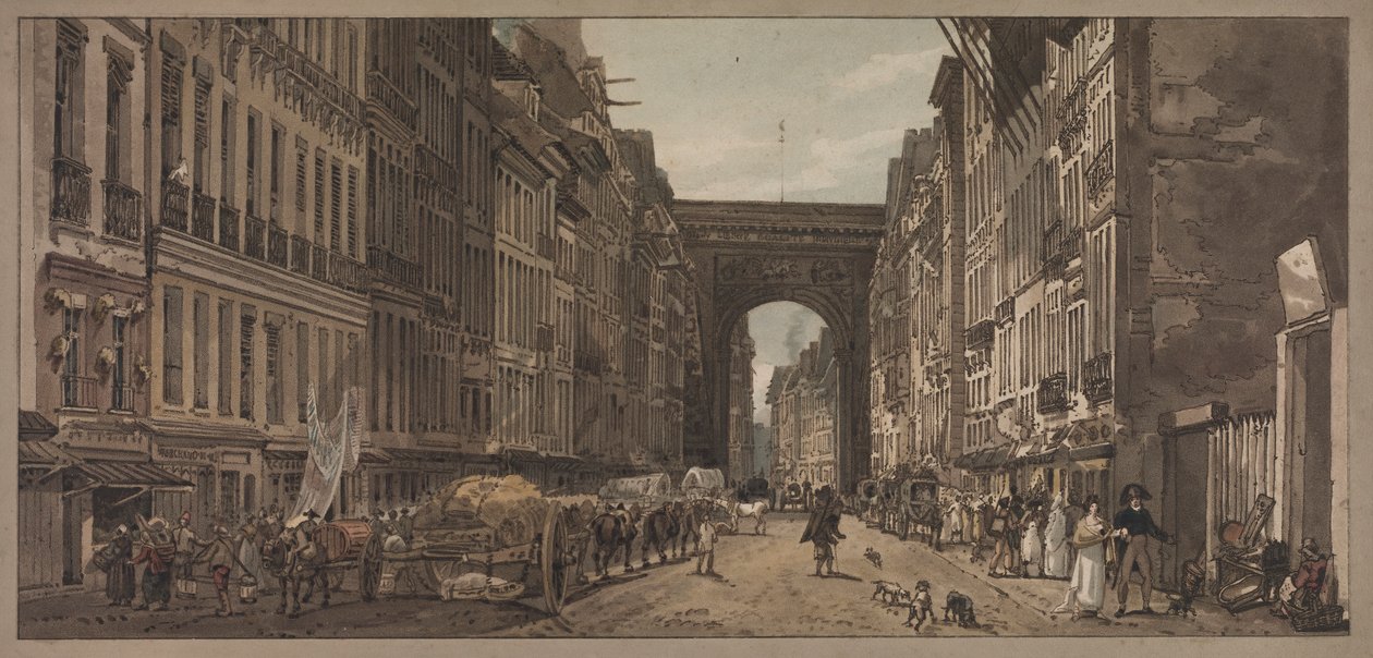 A Selection of Twenty of the Most Picturesque Views in Paris: View of the Gate of St. Denis taken from the Suburbs by Thomas Girtin