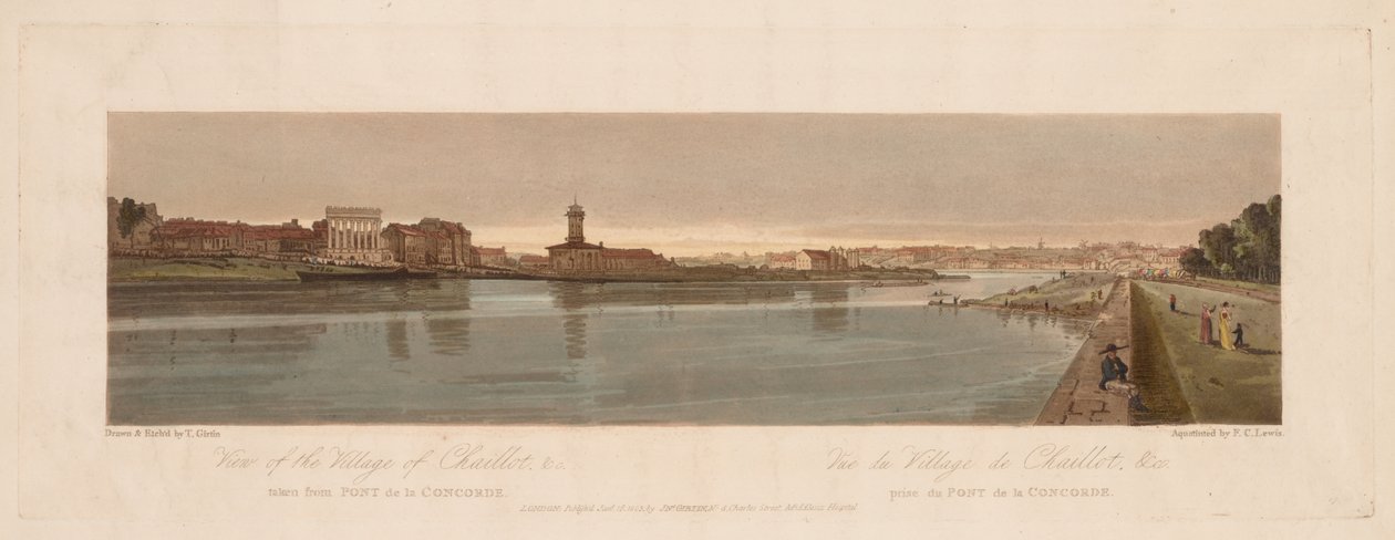 A Selection of Twenty of the Most Picturesque Views in Paris: View of the Village of Chaillot, &c Taken from Pont de la Concorde by Thomas Girtin