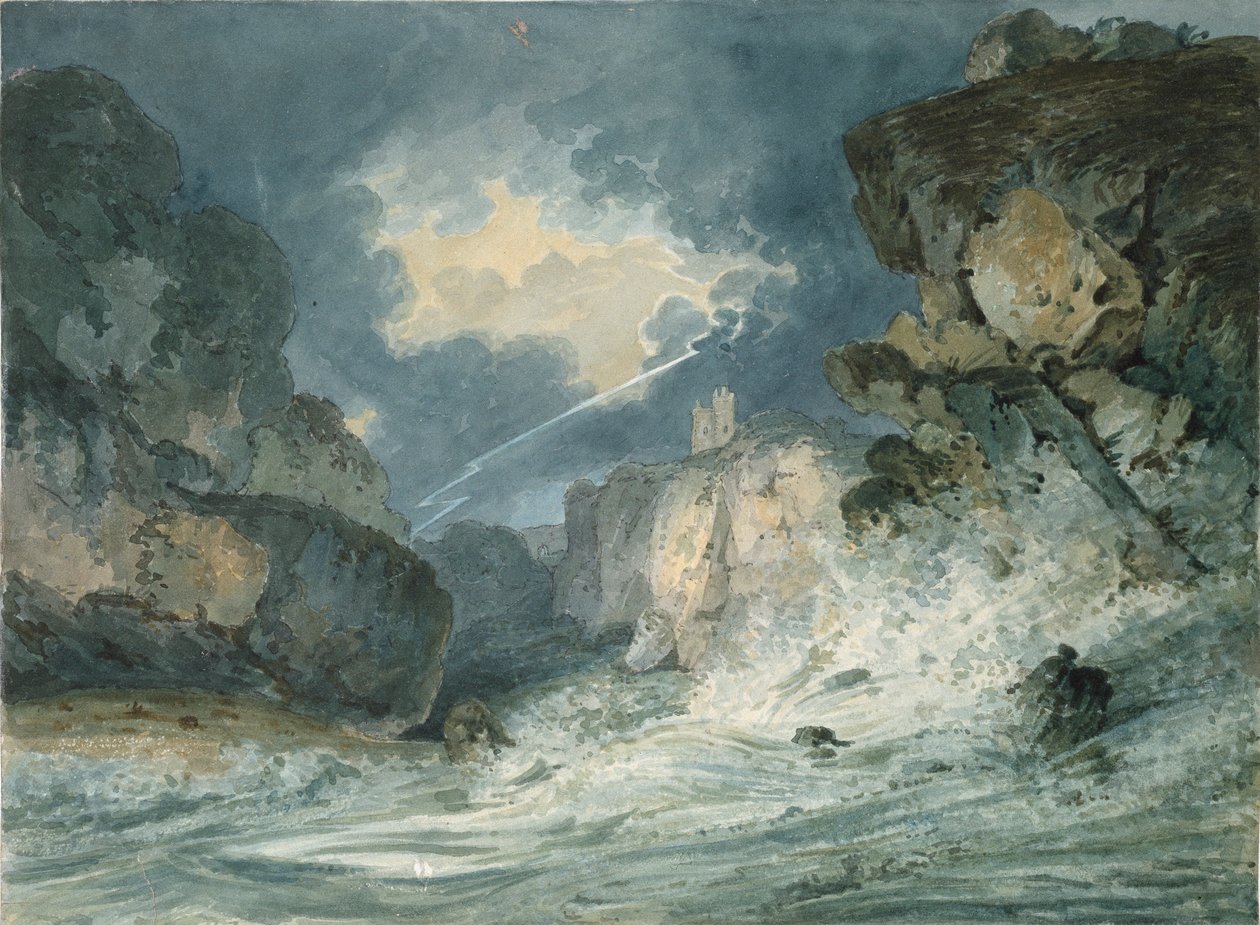 Dunstanburgh Castle, Northumberland, in a Thunderstorm by Thomas Girtin