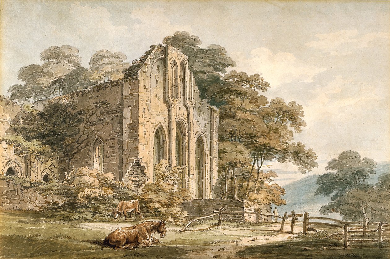 Valle Crucis Abbey, Denbighshire, North Wales by Thomas Girtin
