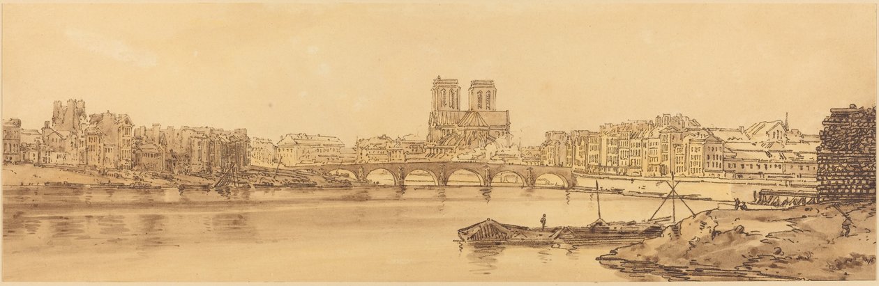 View of Pont de la Tournelle and Notre Dame Taken from the Arsenal: pl.11 by Thomas Girtin