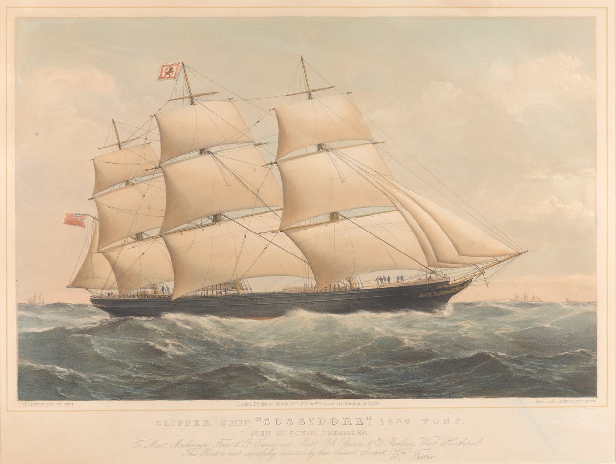 Clipper Ship Cossipore 1226 Tons by Thomas Goldsworth Dutton