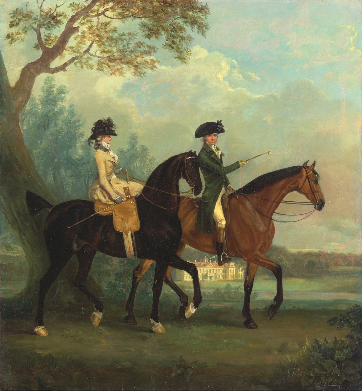 Marcia Pitt and Her Brother George Pitt, Later Second Baron Rivers, Riding in the Park at Stratfield Saye House, Hampshire by Thomas Gooch