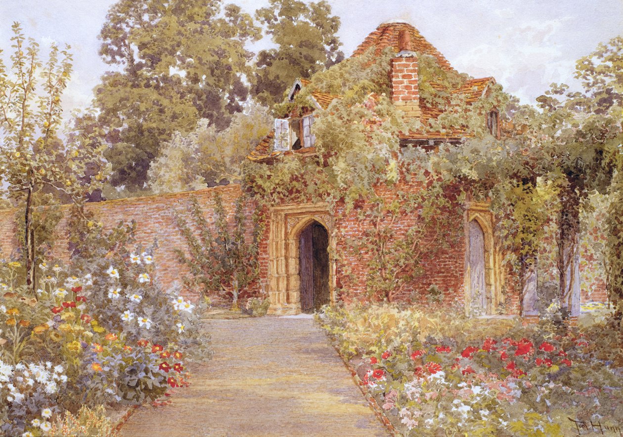 A Walled Garden with Old Garden House by Thomas H. Hunn