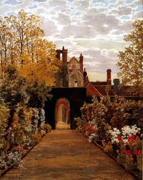 October Morning in the Gardens, Loseley, Surrey by Thomas H. Hunn