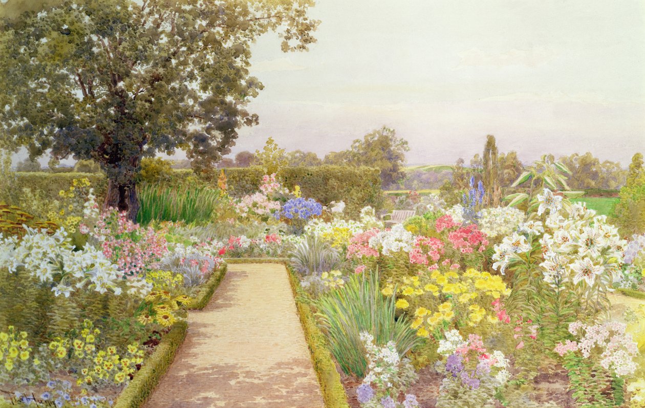 The Lily Border at Great Tangley Manor, Surrey by Thomas H. Hunn