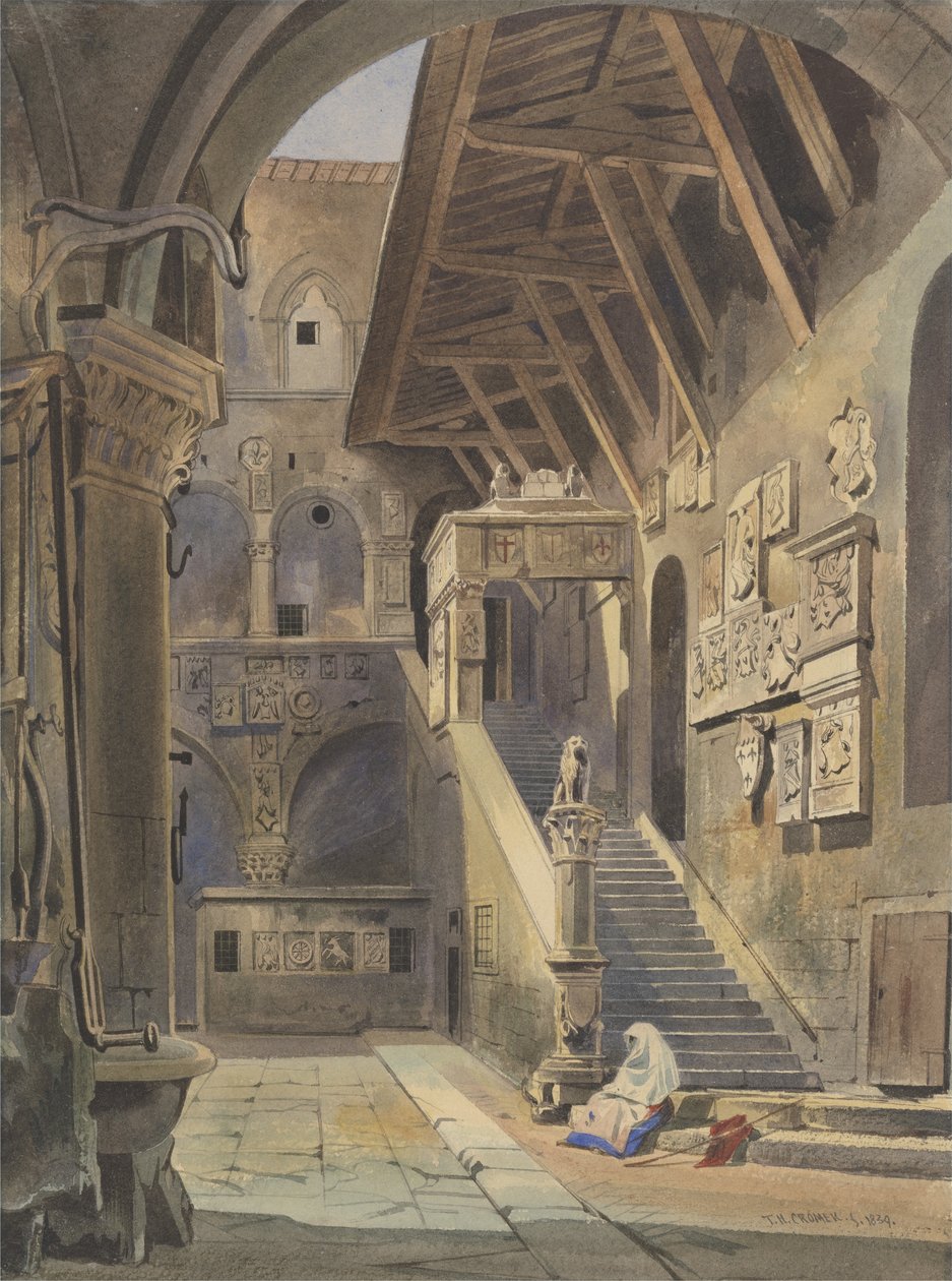 Court of the Bargello, Florence, 1839 by Thomas Hartley Cromek