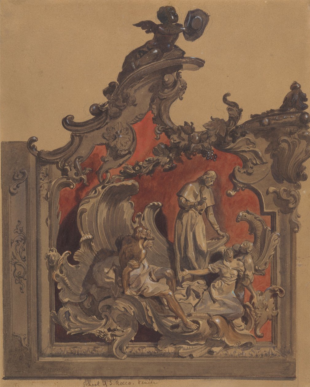School of San Rocco, Venice: Study for curved decoration by Thomas Hartley Cromek