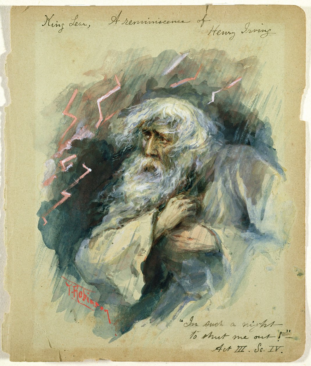King Lear, A Reminiscence of Henry Irving: "In such a night To shut me out!", Act III, Scene 4 by Thomas Heath Robinson