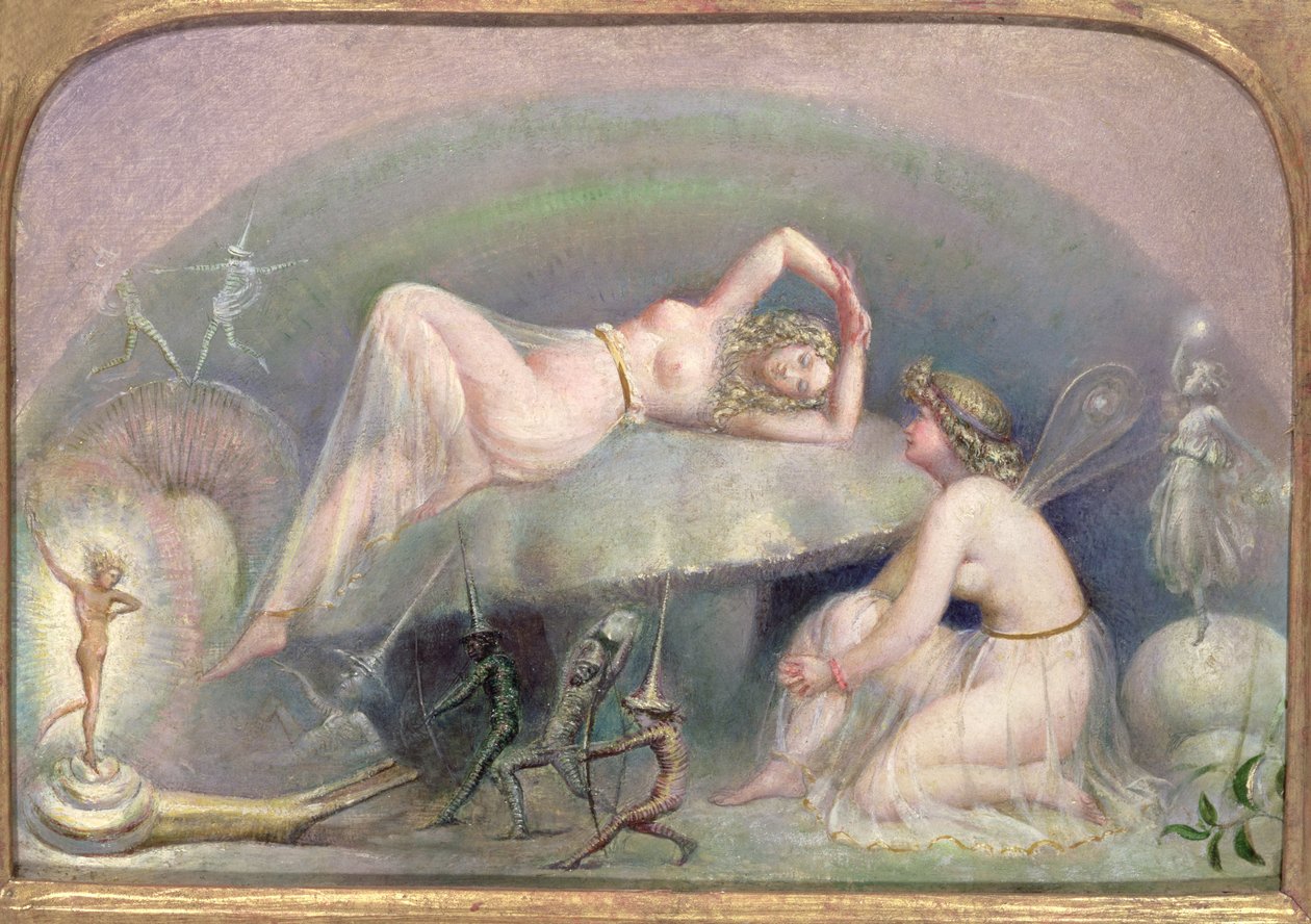 Fairy Resting on a Mushroom by Thomas Heatherley