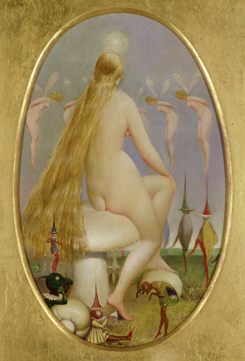 Fairy seated on a Mushroom by Thomas Heatherley
