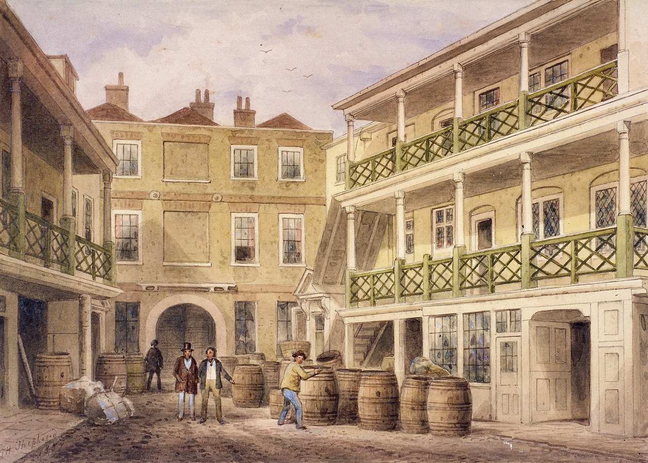 Bell Inn, Aldersgate Street, London by Thomas Hosmer Shepherd
