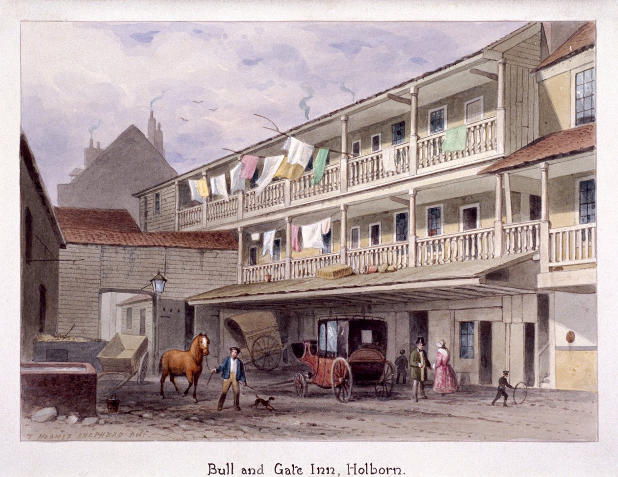 Bull and Gate Inn, Holborn, London by Thomas Hosmer Shepherd