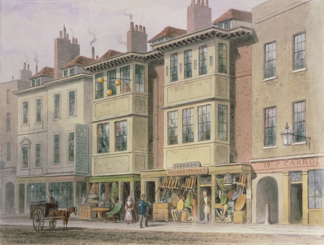 Old Houses on the East Side of Grays Inn Lane, looking North from Holborn by Thomas Hosmer Shepherd
