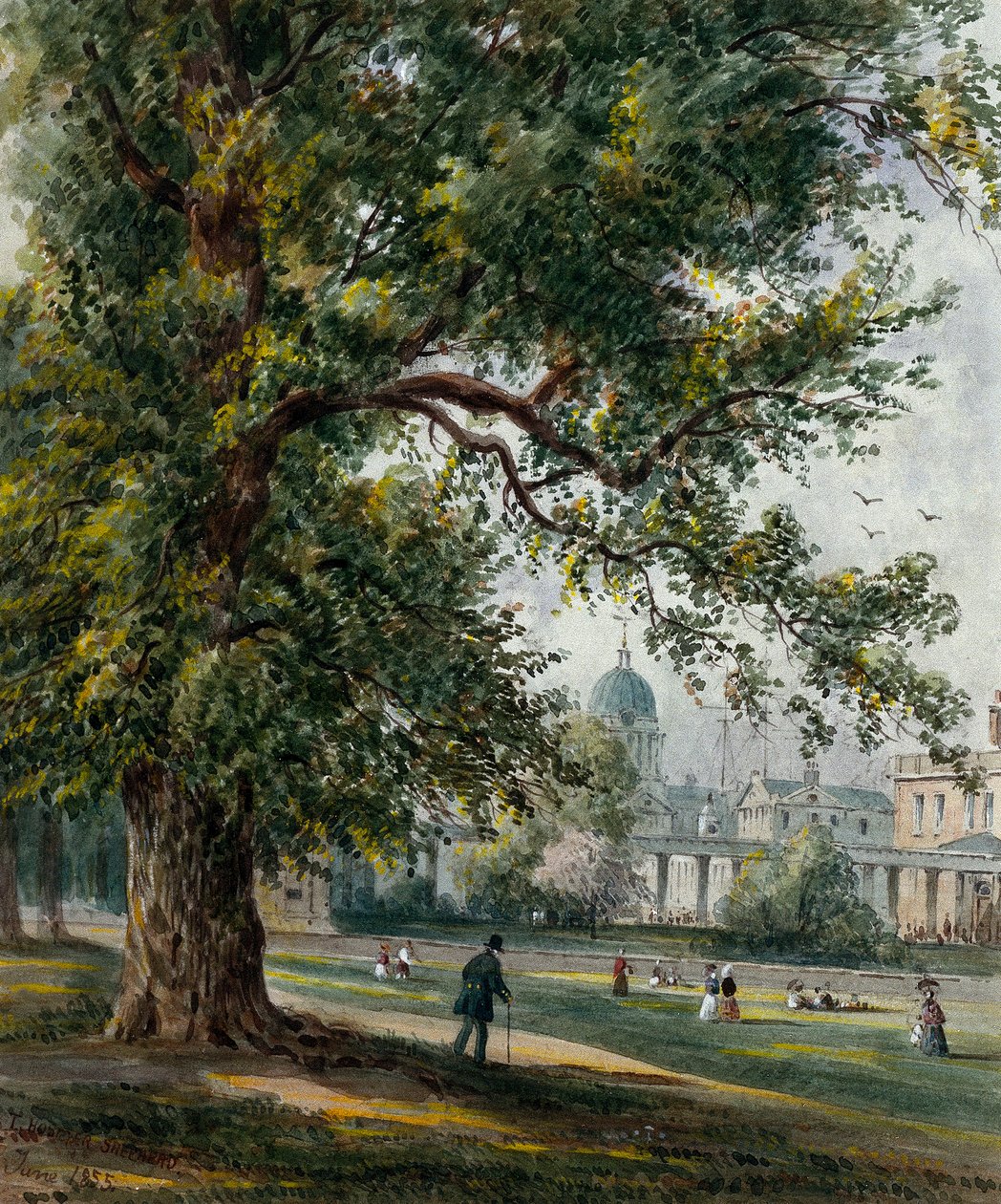 Greenwich Hospital from the park, June 1855 by Thomas Hosmer Shepherd