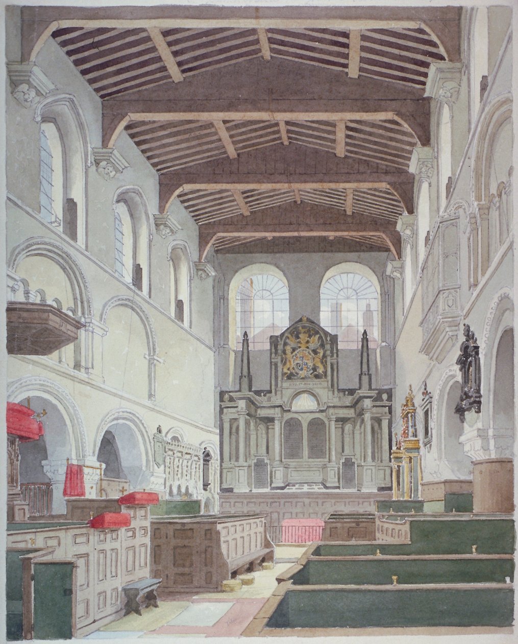 Interior View of the Church of St Bartholomew-the-Great, Smithfield, City of London by Thomas Hosmer Shepherd