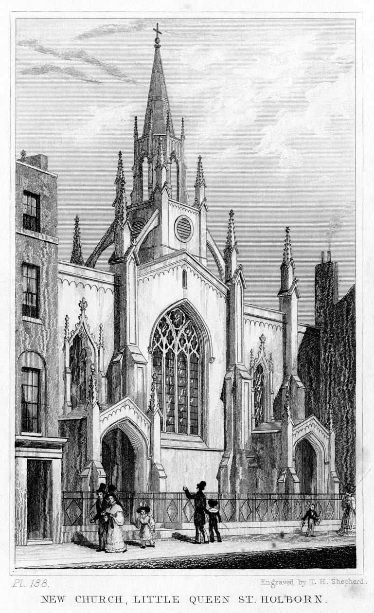 New Church, Little Queen Street, Holborn, London by Thomas Hosmer Shepherd