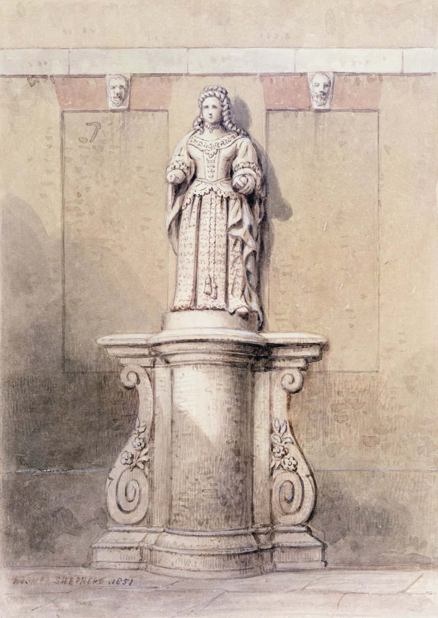 Statue of Queen Anne at the East End of Queen Square, 1851 by Thomas Hosmer Shepherd