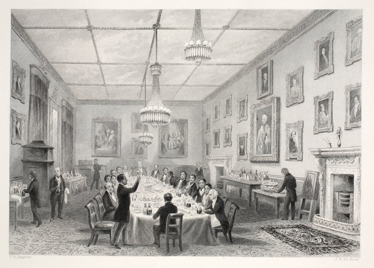 Thatched-House, from London Interiors with their Costumes and Ceremonies pub. Joseph Mead, London by Thomas Hosmer Shepherd