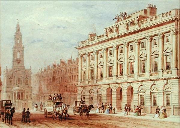 View of Somerset House and the Church of St. Mary Le Strand by Thomas Hosmer Shepherd