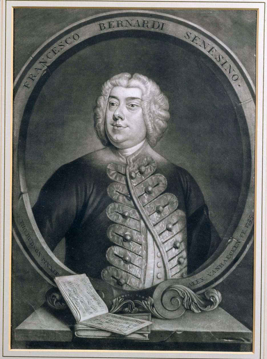 Portrait of Francesco Bernardi Senesino, a Siennese castrato, engraved by Alexander van Haecken by Thomas Hudson