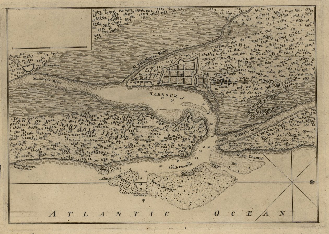 Plan of the Town and Harbour of St. Augustine by Thomas Jefferys