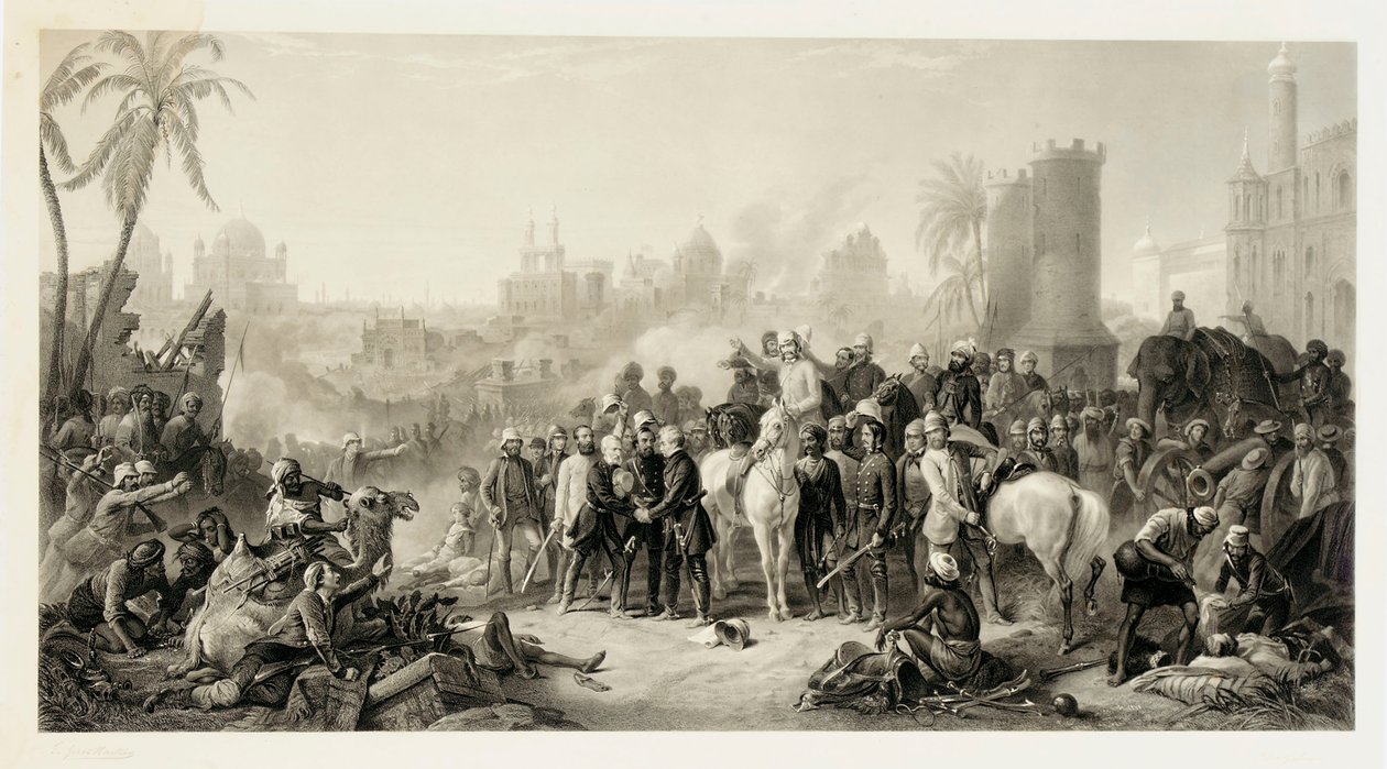 The Relief of Lucknow, and The Triumphant Meeting of Havelock, Outram and Sir Colin Campbell, 1862 by Thomas Jones Barker