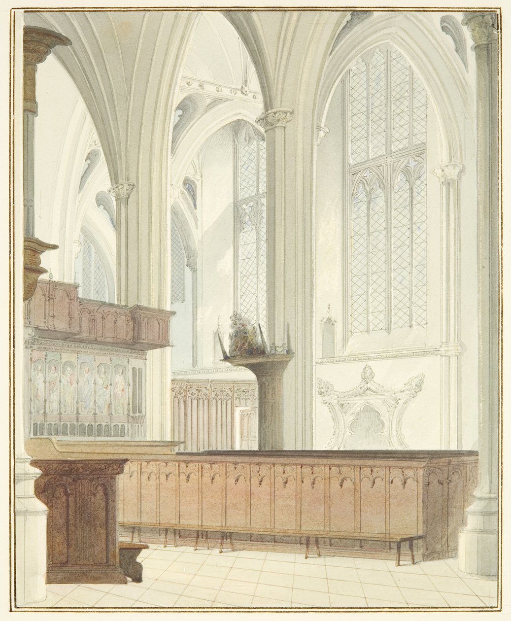 Interior of Bristol Cathedral, near Organ by Thomas Leeson the Elder Rowbotham