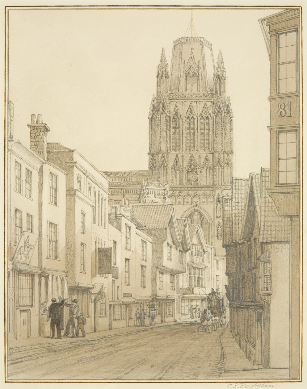 North view of St Mary Redcliffe Church seen from Redcliffe Street by Thomas Leeson the Elder Rowbotham