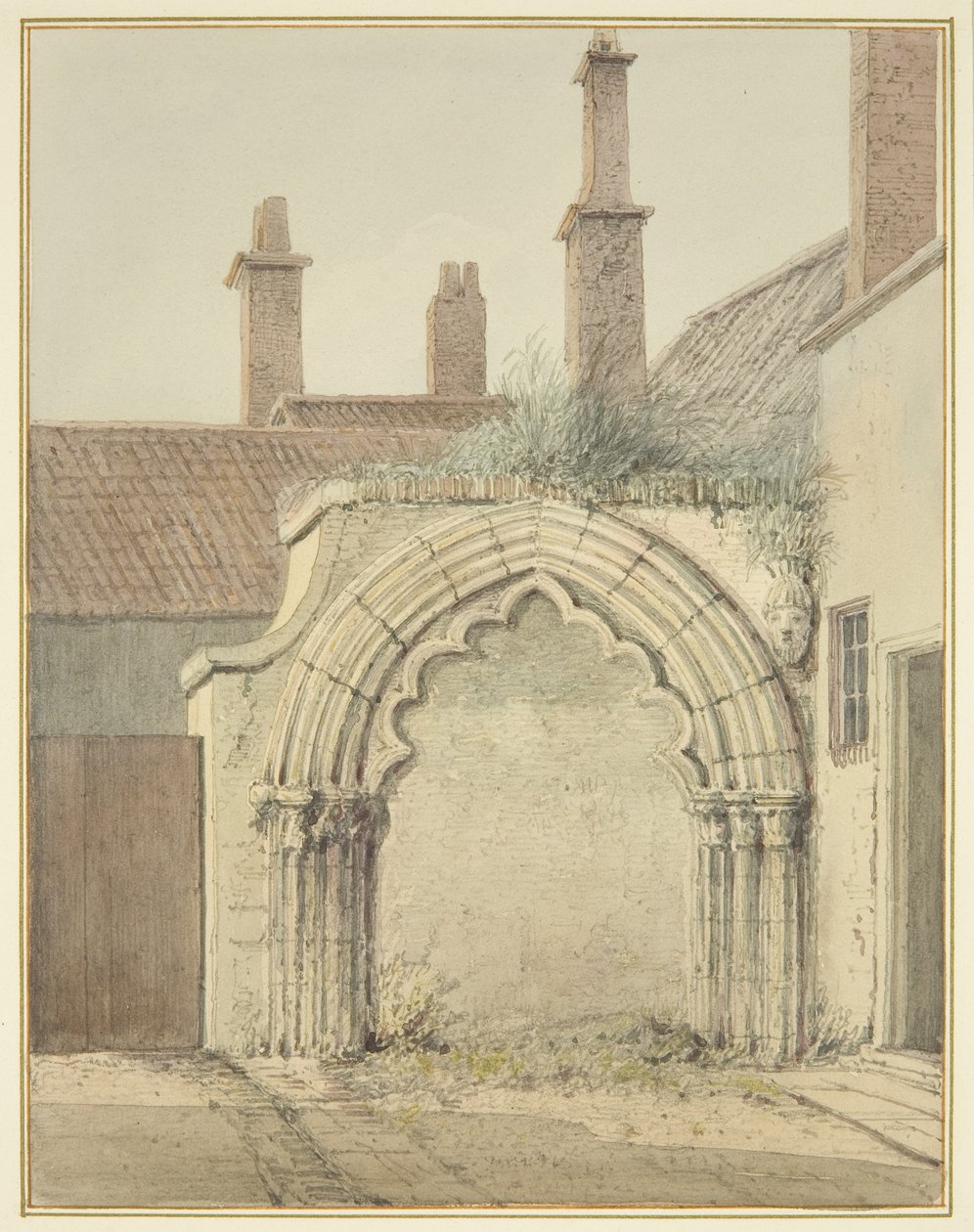 Old Gateway to Prebendal House from Cloisters of Bristol Cathedral by Thomas Leeson the Elder Rowbotham