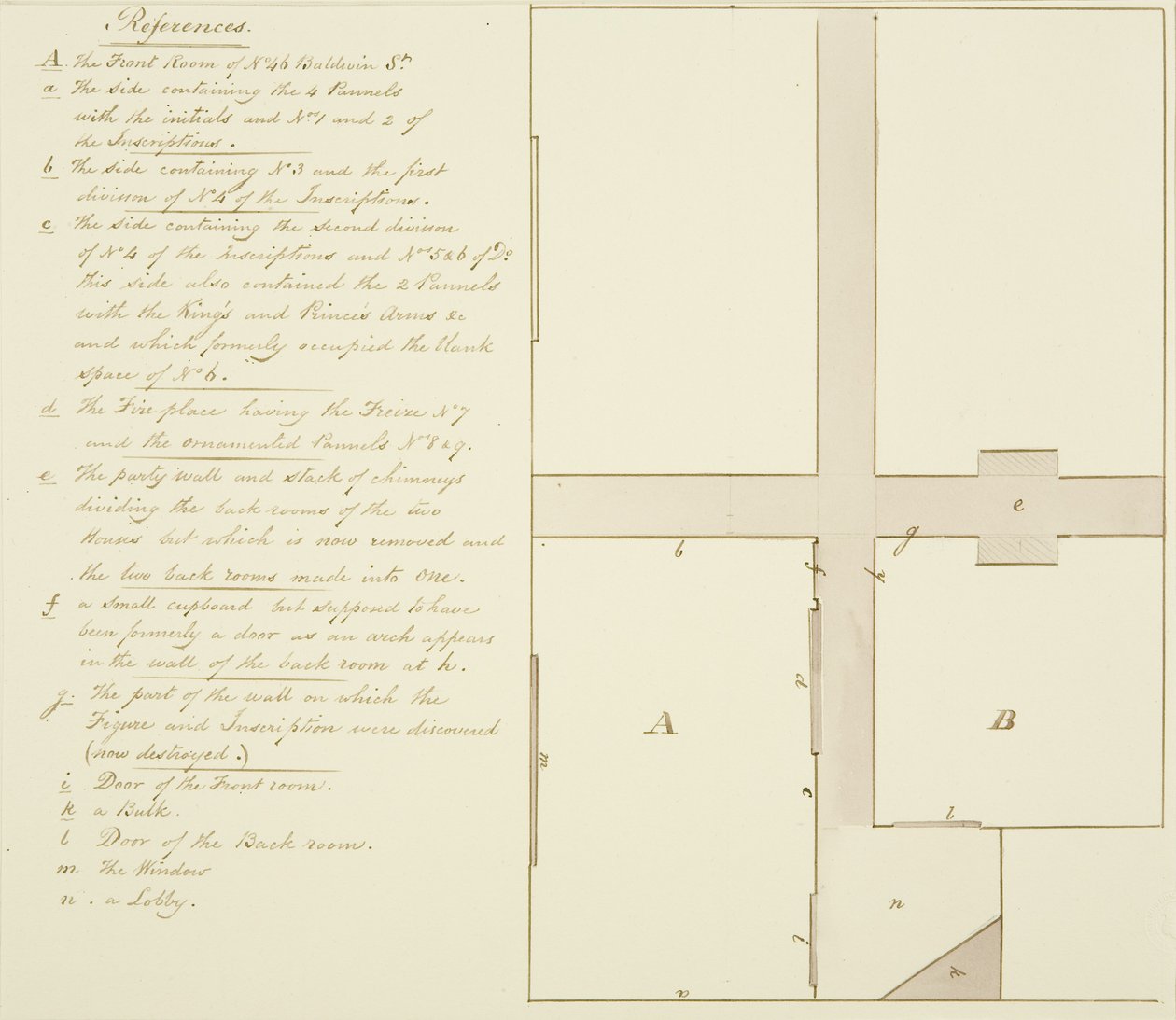 Plan of 46 Baldwin Street by Thomas Leeson the Elder Rowbotham