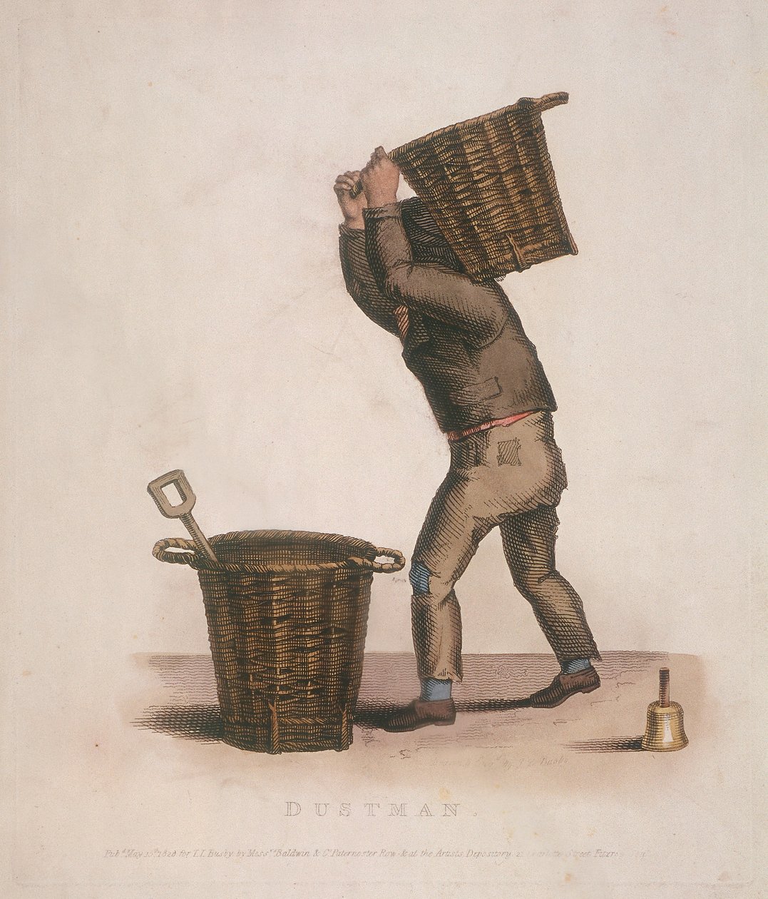Dustman carrying a basket of refuse on his back by Thomas Lord Busby