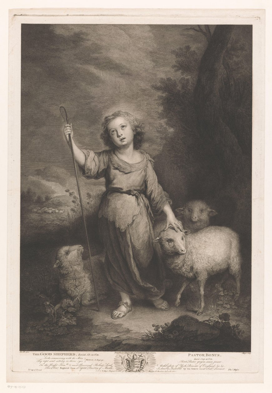 Young Shepherd with Lambs by Thomas Major: Fine art print
