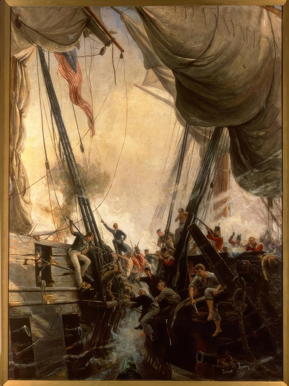 Shannon and Chesapeake in Close Combat, 1813 / Painting by Hemy, 1895 by Thomas Marie Hemy
