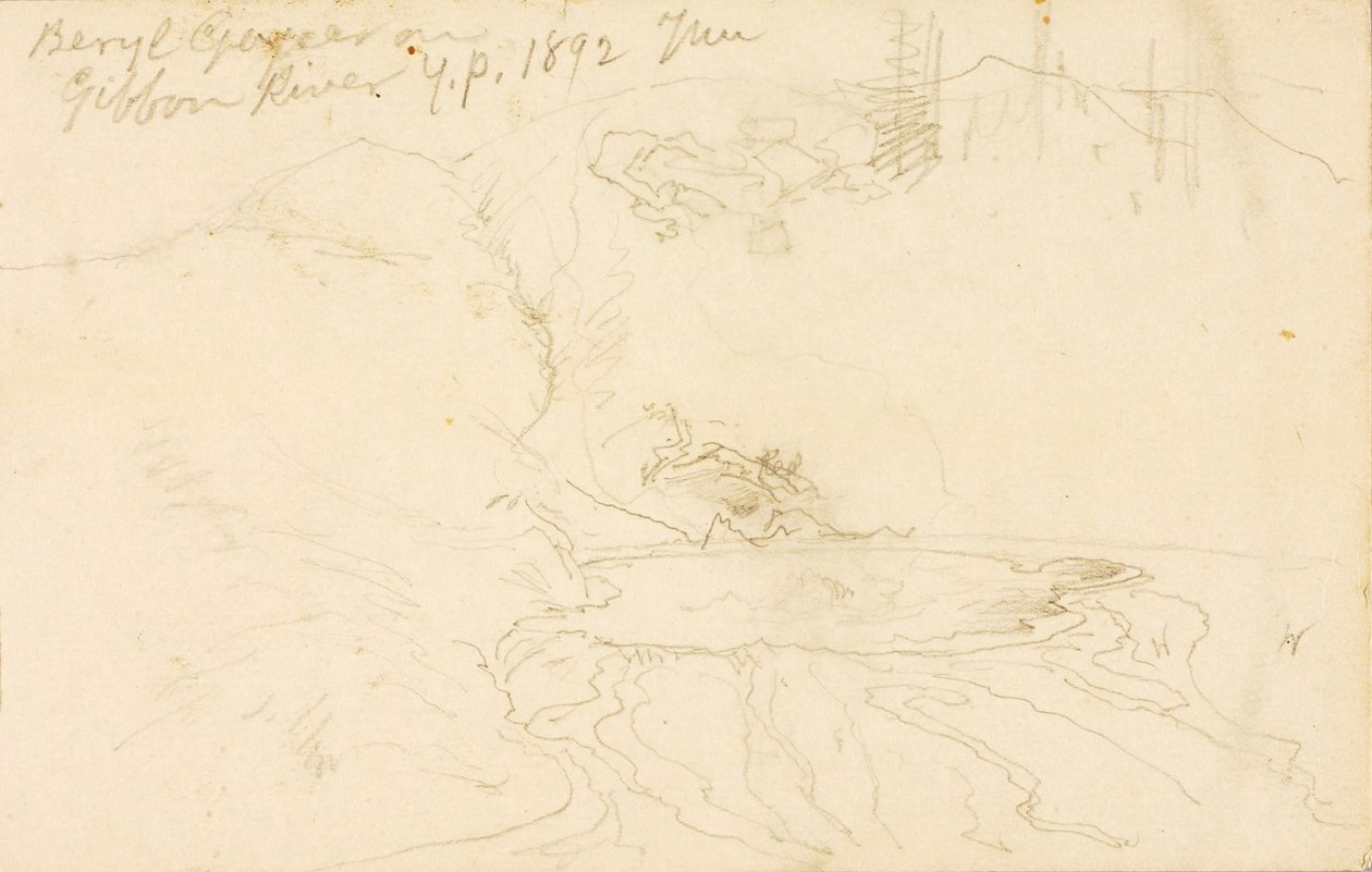 Beryl Geyser on Gibbon River, Yellowstone Park by Thomas Moran