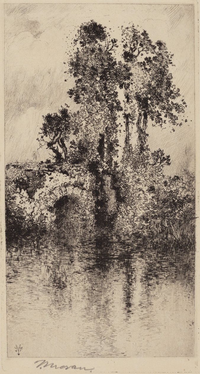 Bridge and Trees by Thomas Moran