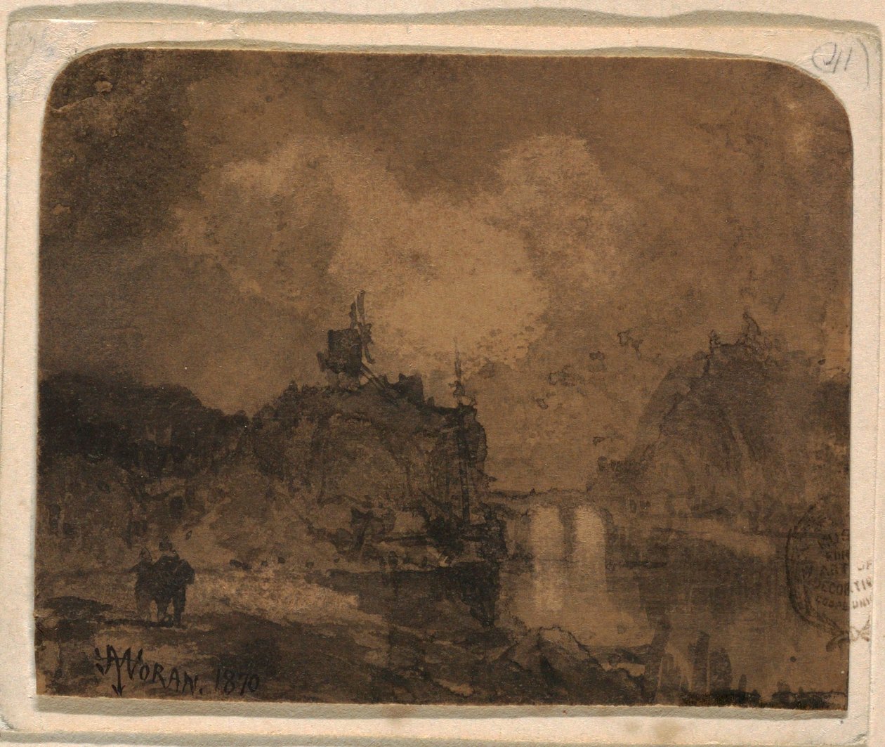 Drawing, River Scene, Grand Canyon, Colorado, 1870 by Thomas Moran