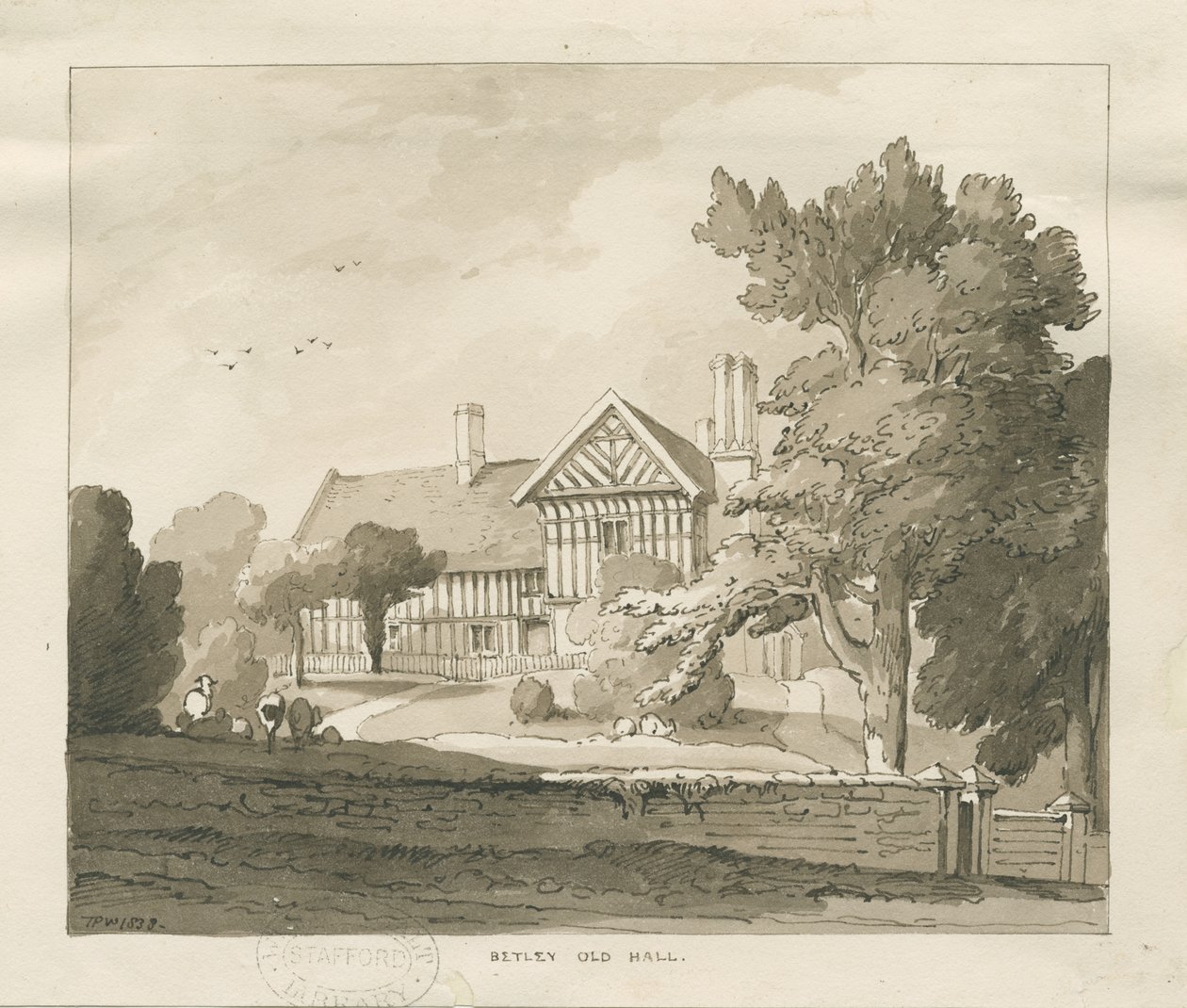 Betley Old Hall, 1838 by Thomas Peploe Wood