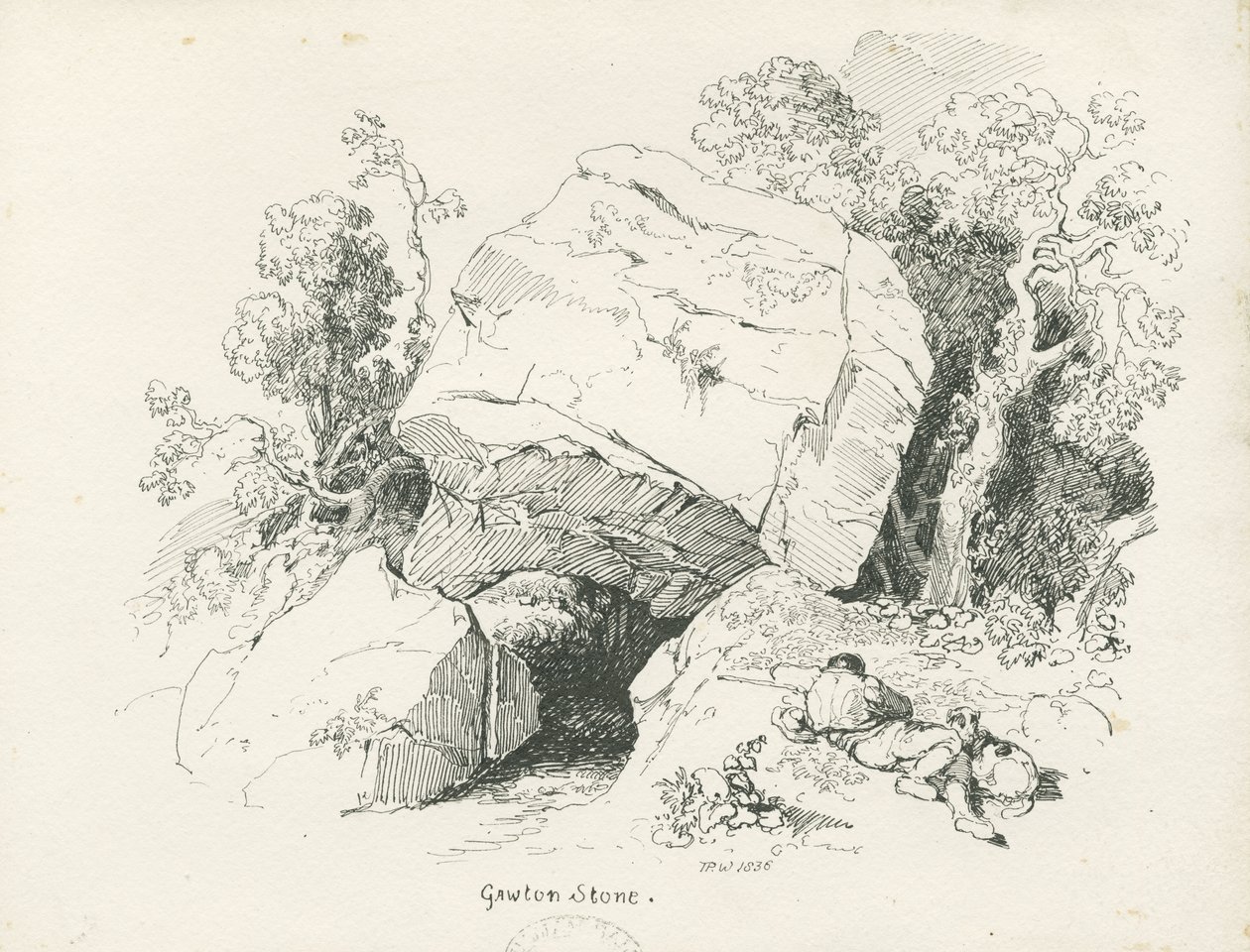 Biddulph - Gawton Stone (pen and ink drawing), 1836 by Thomas Peploe Wood
