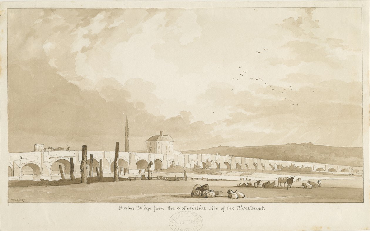 Burton-upon-Trent Bridge and Town by Thomas Peploe Wood