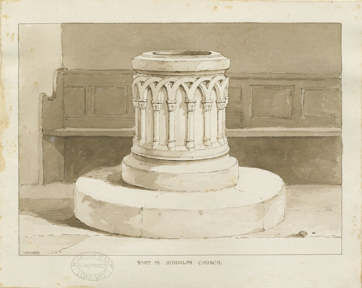 Font at Biddulph (New) Church by Thomas Peploe Wood