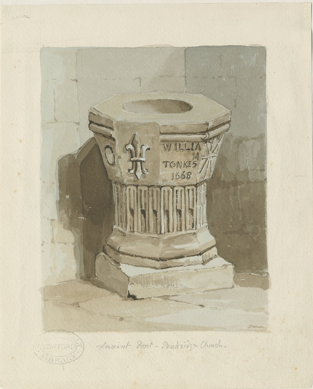 Font in Penkridge Church by Thomas Peploe Wood