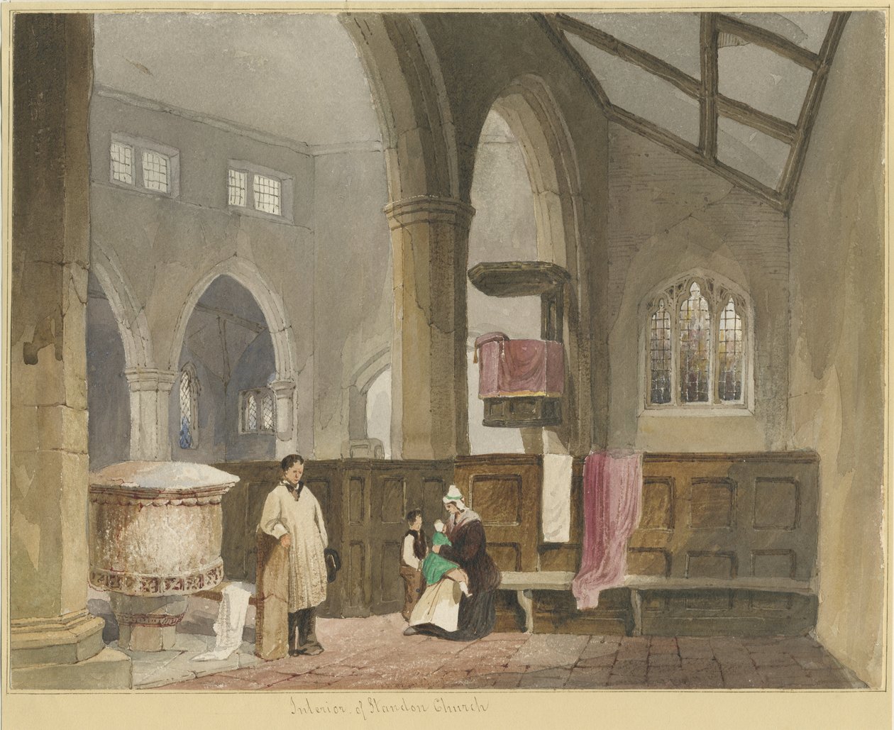 Interior of Standon Church by Thomas Peploe Wood