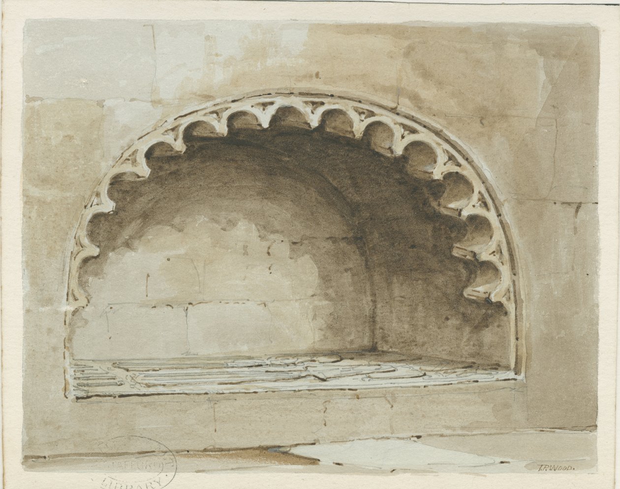 Penkridge Church - Monument in South Wall: water colour painting, nd [1817-1845] by Thomas Peploe Wood
